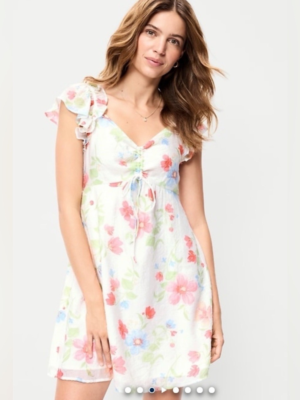Old Navy Flutter-Sleeve Fit N Flare Sheer Mini Dress NWT XXL Romantic Floral